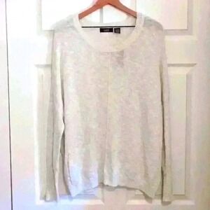 Verve Women Sweater Freesia White Large NWT Metallic Knit Pocket Drop Shoulder